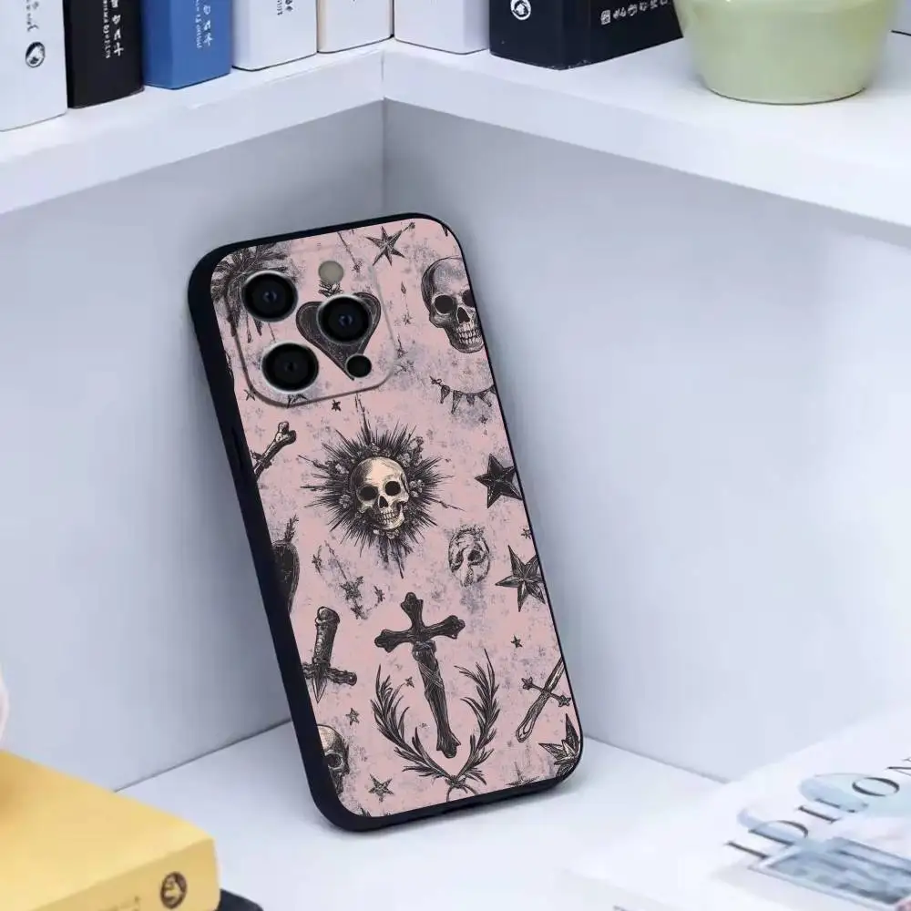 Sweet Grunge Dark Goth Emo  Phone Case For iPhone 17,16,15,14,13,12,11 Plus,Pro Max,XS,Soft Silicone Black Cover - view 2
