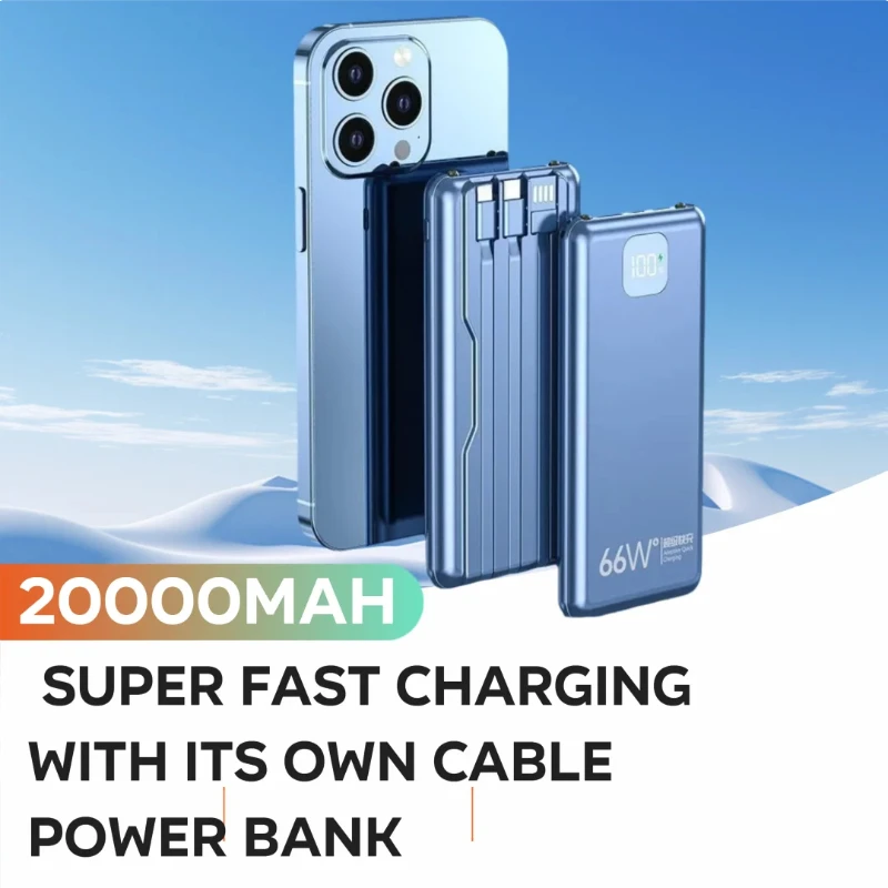 

20000mAh Super Fast Charging with Its Own Cable Power Bank Universal Two-way PD66W Fast Charging Mobile Power Supply