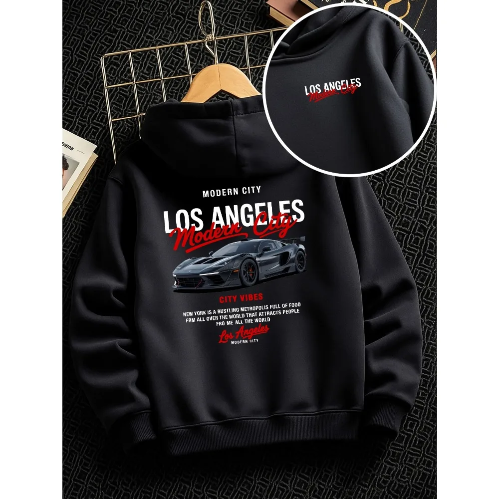 Children's LOS ANGELES Sports Car Letter Printing Hoodie Loose Casual Long-sleeved Spring and Autumn Children's Clothing