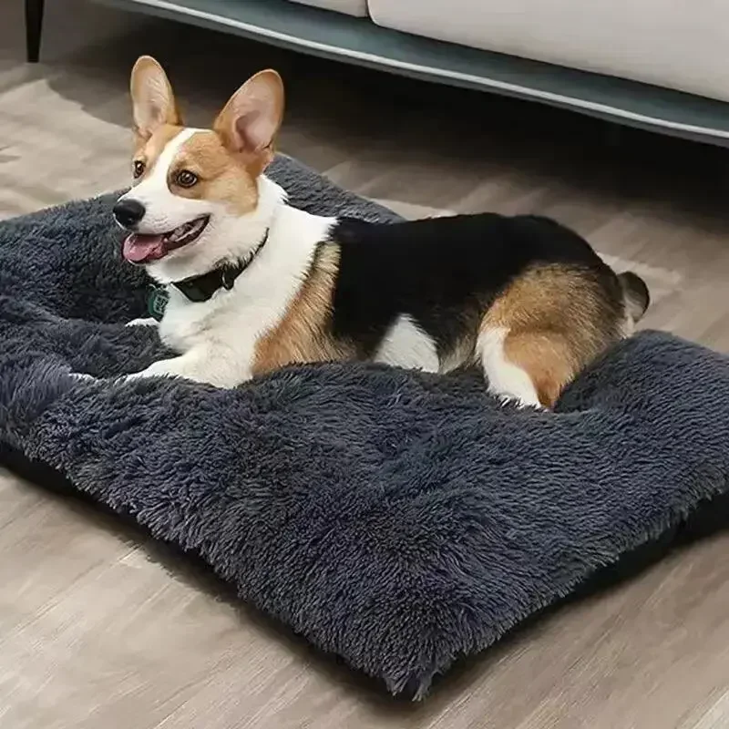 OTAUTAU Großes Hundebett, waschbares Plüsch-Haustierbett, warmes Hundekissen, Schlafmatte, bequeme Haustiermatten für kleine, mittelgroße und große Hunde