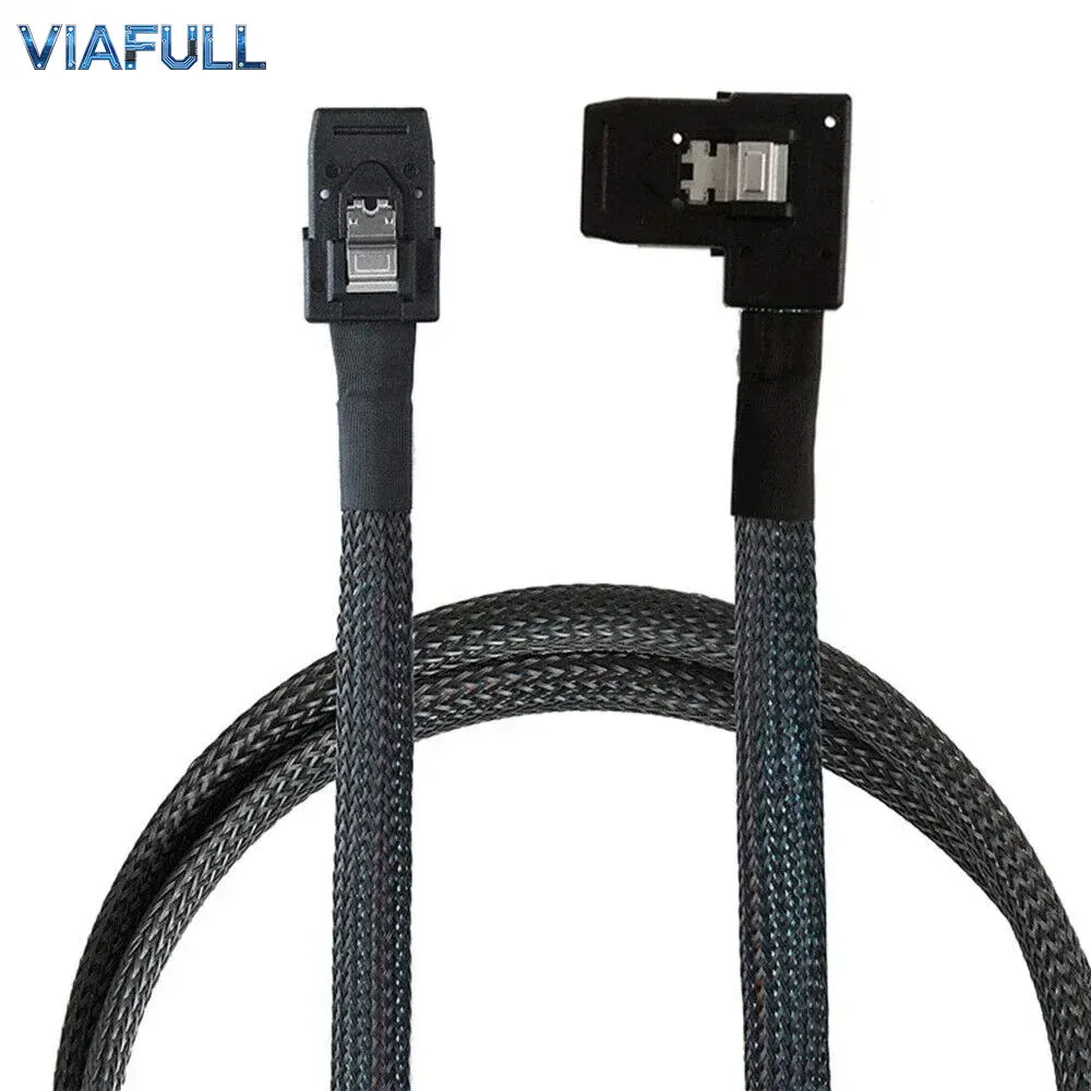 Mini SAS SFF-8087 36Pin 180 Degree to SFF-8087 Left Angle Cable, 12Gbps SAS 3.0 Server Internal Connection Cord, Copper 0.5M 1M