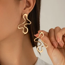 Ingemark Minimalism Hollow Irregular Waterdrop Stud Earrings for Women Creative Goth Geometric Piercing Earrings Y2K Accessories