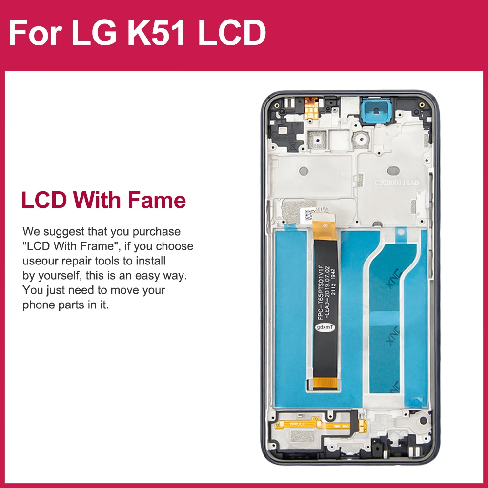 High quilty For LG K50 LCD LMX520BMW Display Touch Panel Screen Digitizer For LG K51 k51s smartphone lcd Replacement parts.