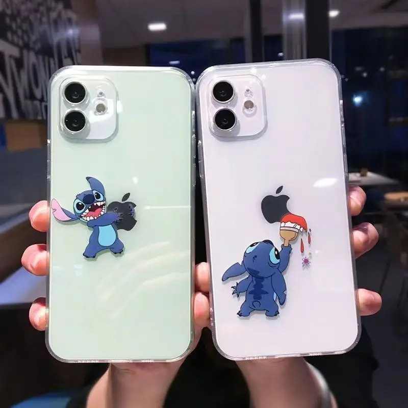 Funda de teléfono transparente de dibujos animados de Disney Stitch, fundas a prueba de golpes para iPhone 16, 15, 14 PRO MAX, 11, 12, 13 PRO, X, XS, XR, 7, 8 Plus, Y2k