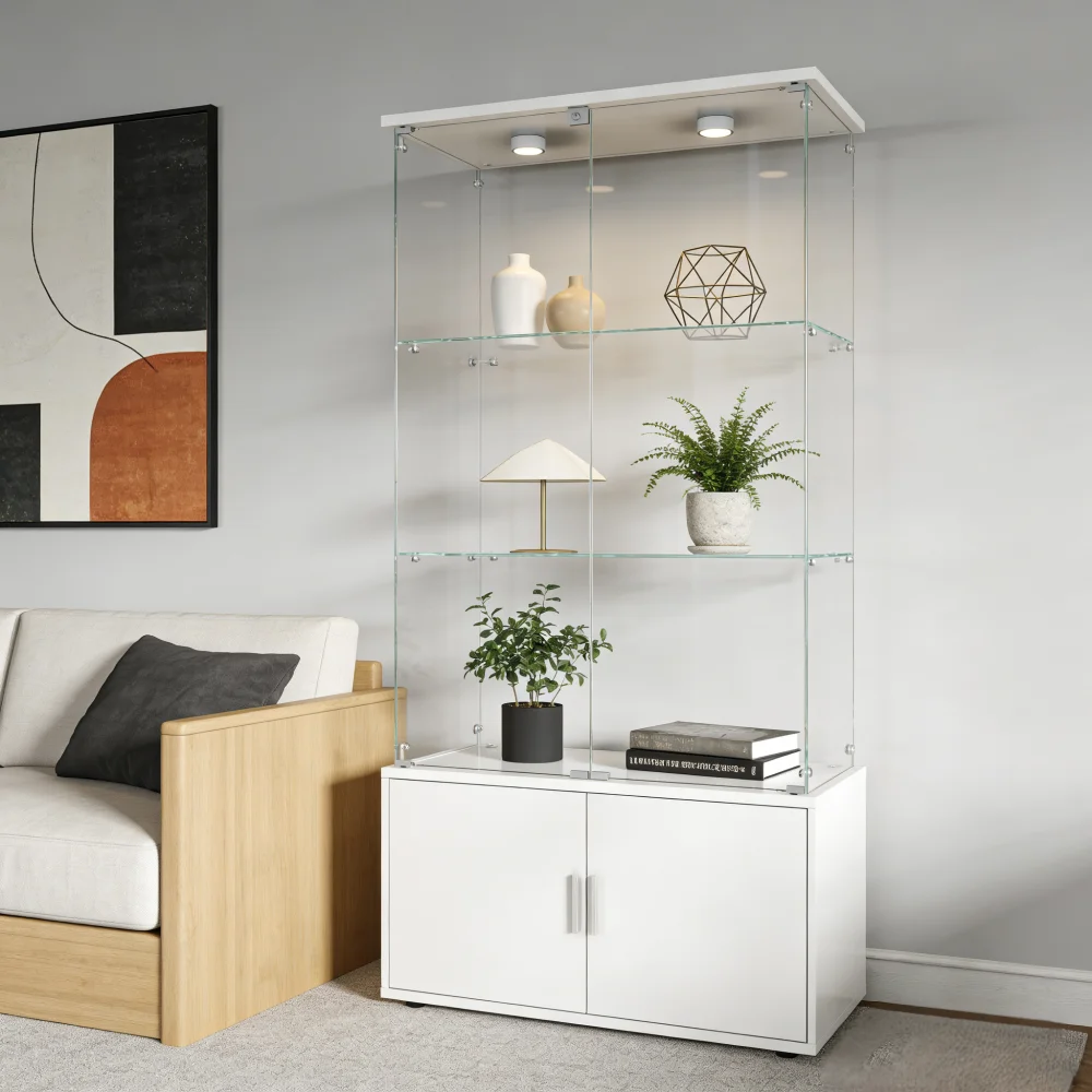 Cabinet with colorful PAIPAI lights illuminated