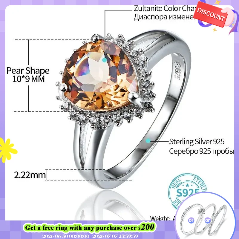 Diaspore изменение цвета Silver Rings for Women Wedding Silver Jewelrys 3 Carats Created Diaspore Color Change Fine Jewelry