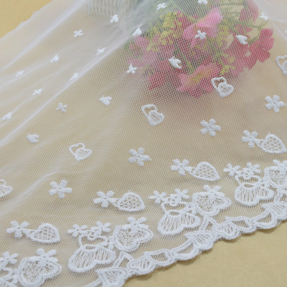 27cm Big Width White Cotton Embroidery Lace French Ribbon Fabric Guipure Diy Trim Warp Knitting Sewing Wedding Accessories#3012