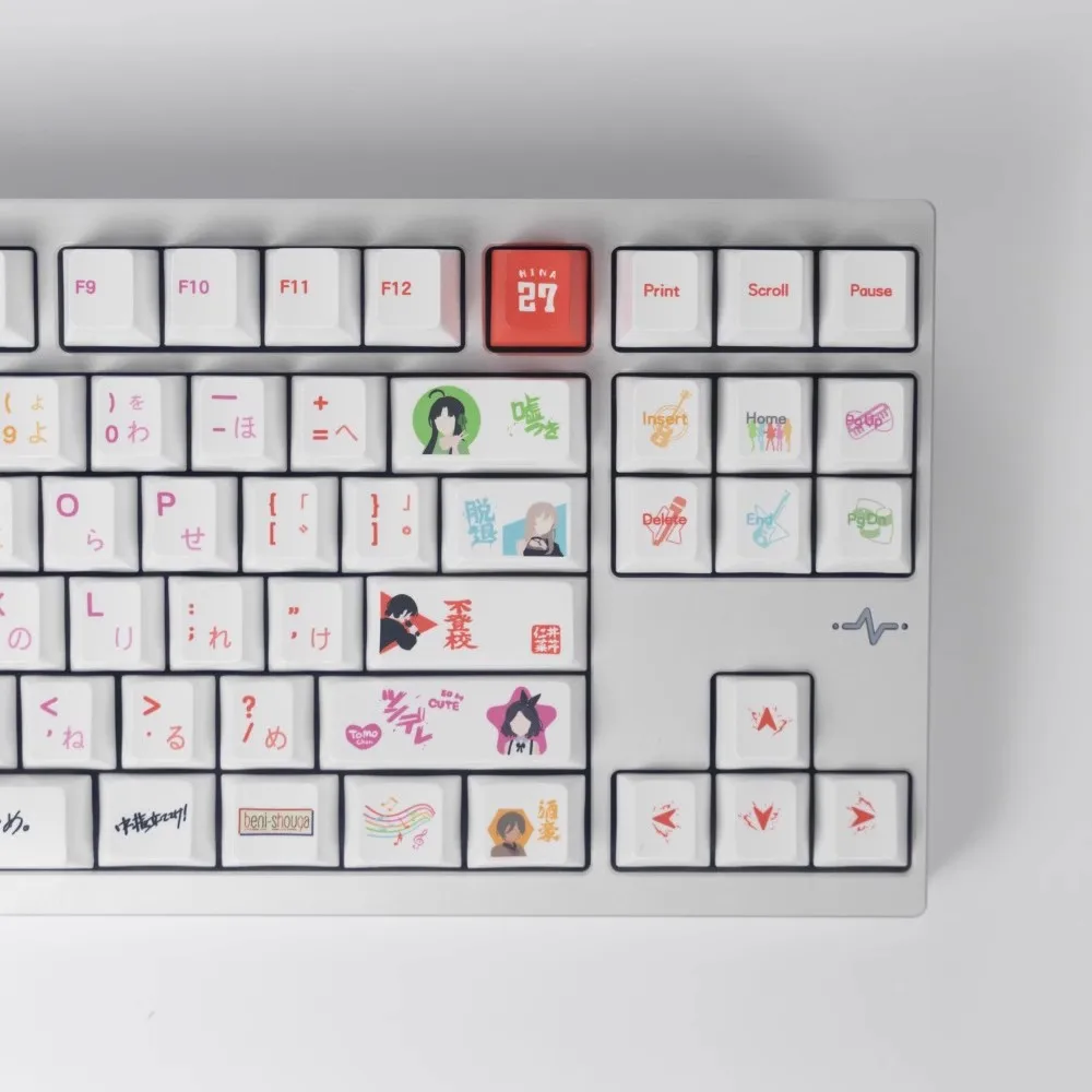 Imagem -05 - Conjunto Meninas Banda Chorar Keycaps Pbt Corante Subbed Anime dos Desenhos Animados Tampas Chave de Jogo Cereja Perfil Keycap para mx Switch Teclado 75 96 980 1