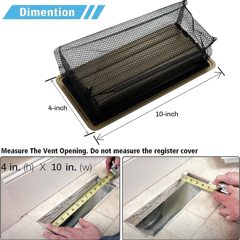 Floor Register Cover Trap, Floor Air Vent Mesh Cover Screen For Home Air Vent Filters 6-Packs Easy To Use (4X10 Inch 6-Pieces)