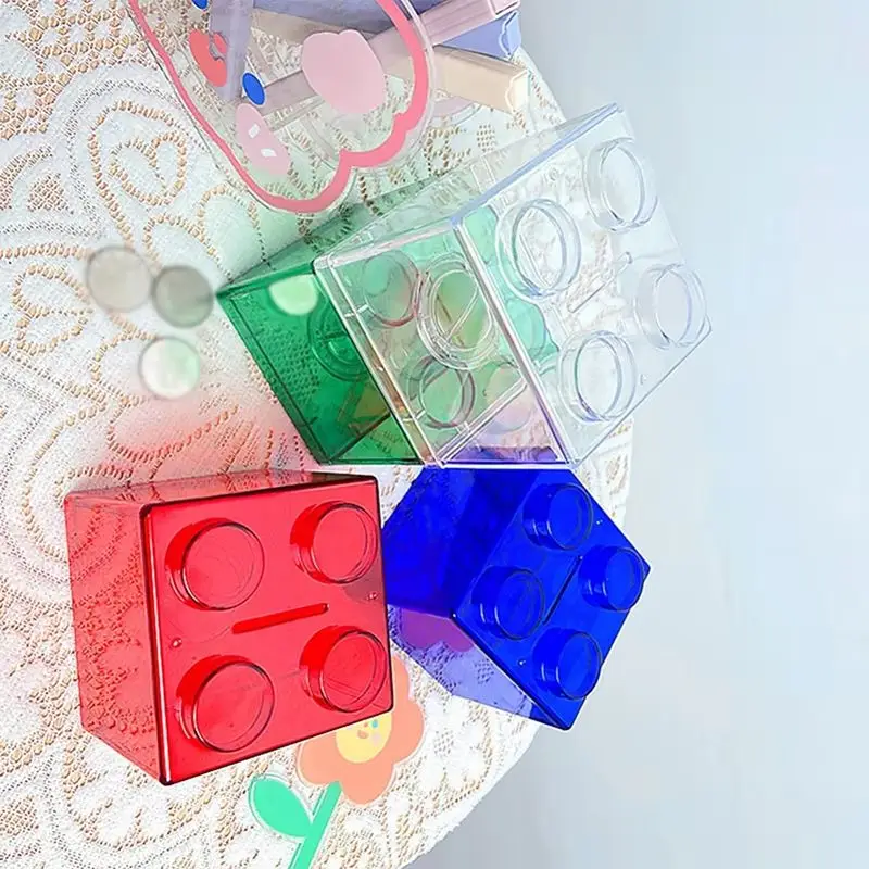 Blocks Shape Coin Box Kids Money Bank Transparent Stackable Storage Boxes Toy Gift for Children Coin Piggy Money Saving Box