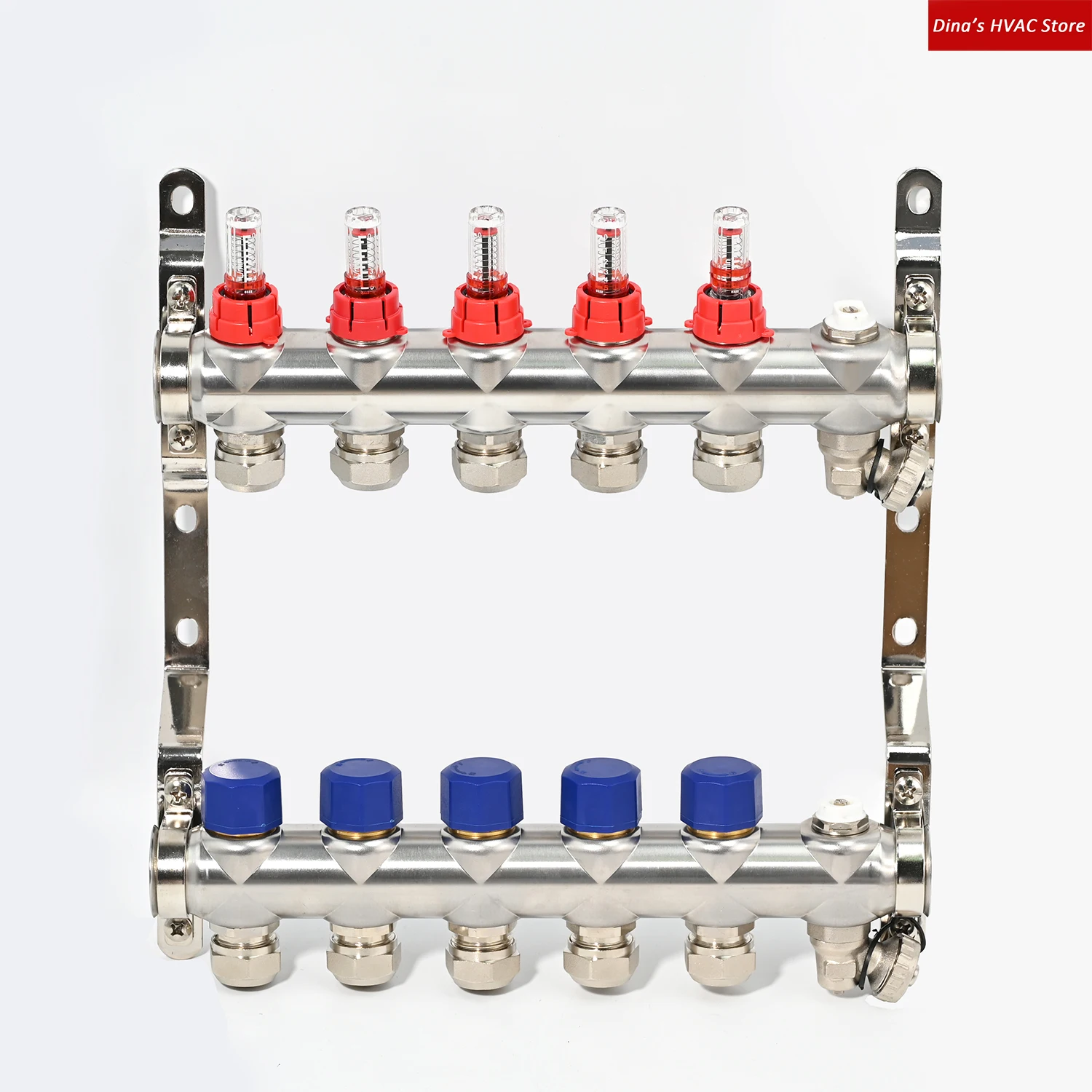 

Stainless Steel Aisi304 Underfloor Heating Manifold Kit with Flow Meter,Air Vent and Drain valves G1"*50MM