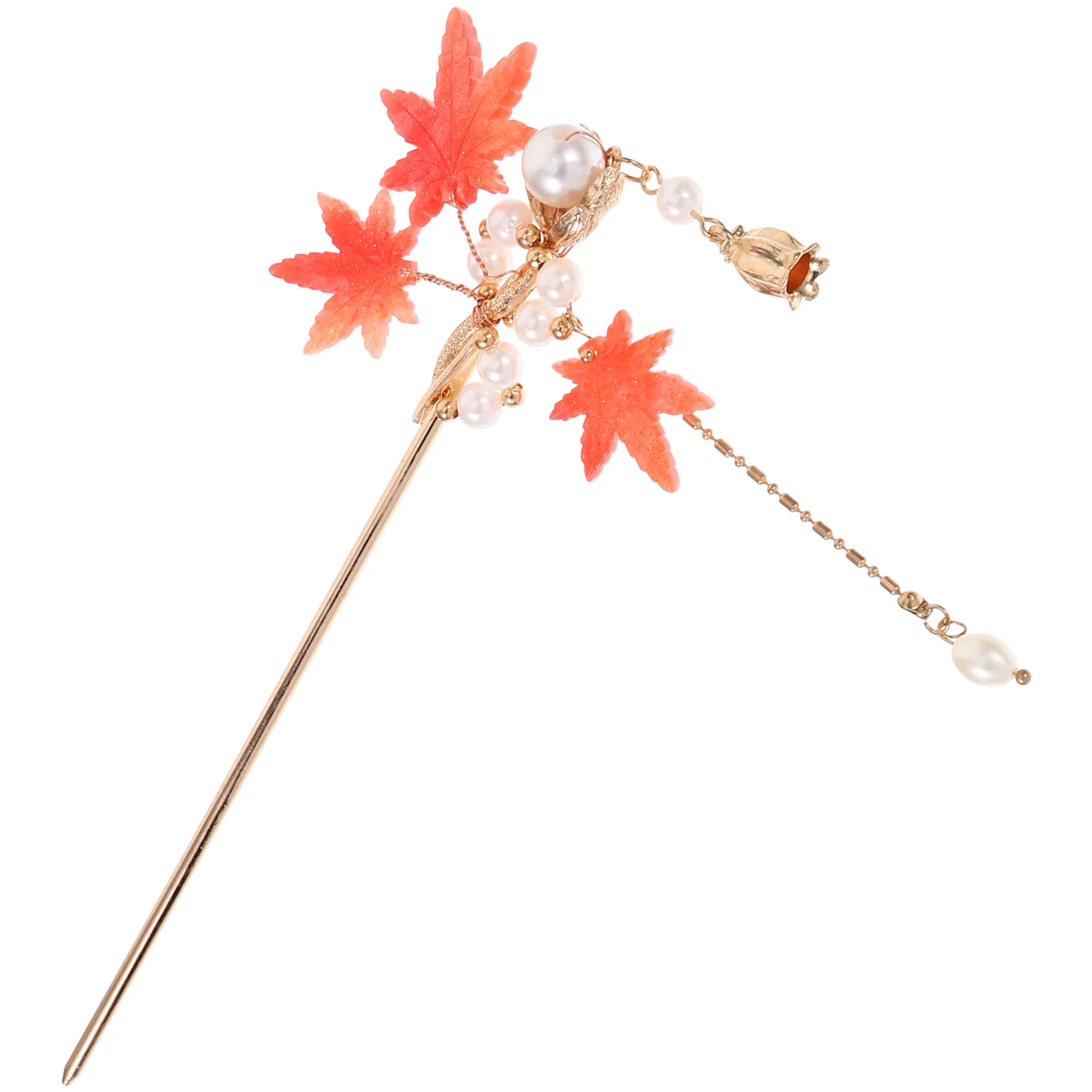 Hair Stick Ancient Costume Maple Leaf Hairpin Girl Accessories Leaves Chopstick Bun Chinese Style for Miss