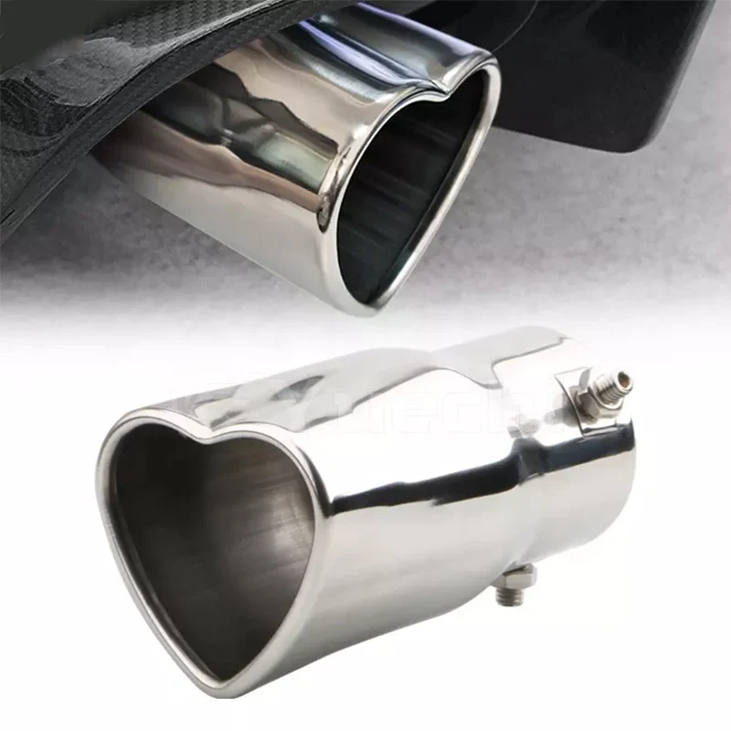 Peças do carro Novo Design Estilo Forma do Coração Acessórios do carro 2.5 Polegada Aço Inoxidável Prata Colorido Escape Dicas Silenciador Tail Pipe