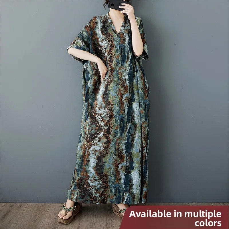 

Удобная летняя новая ретро V-Ne ort Sve Overhead Dr для женщин больших размеров, одежда для мамы, смесь хлопка и льна