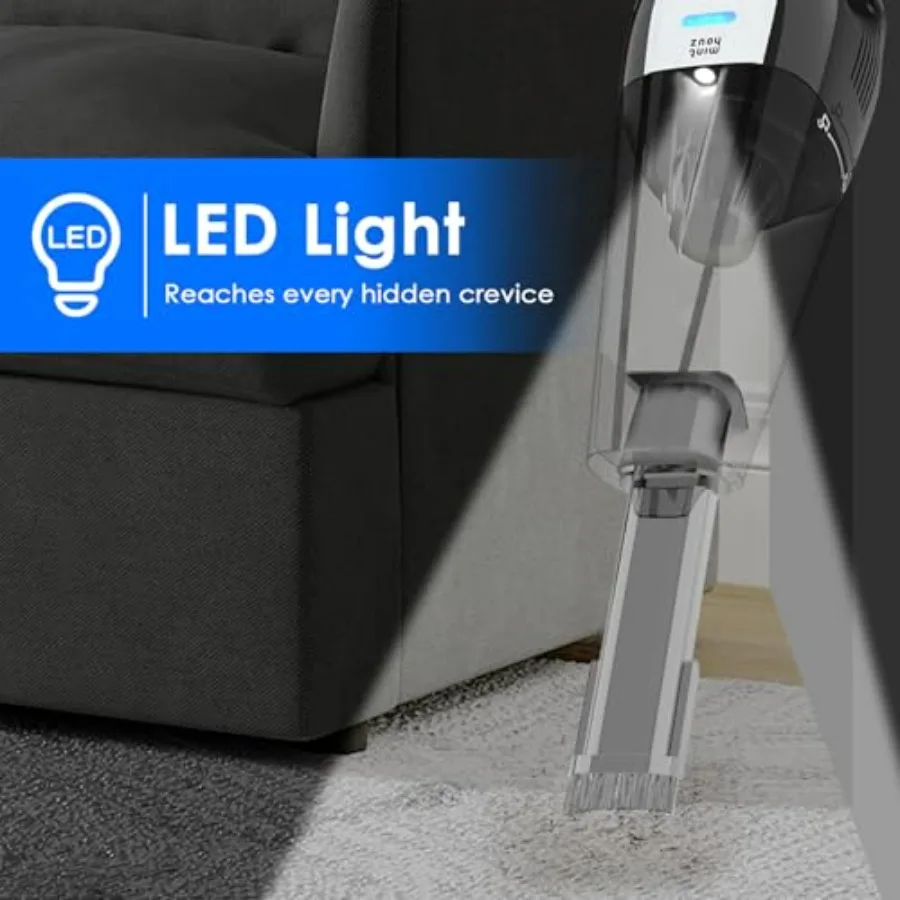 مكنسة كهربائية محمولة للسيارة لاسلكية بقوة شفط 10000 باسكال ومحرك بدون فرشاة 120 وات مصباح LED متعدد الفوهات لفعال