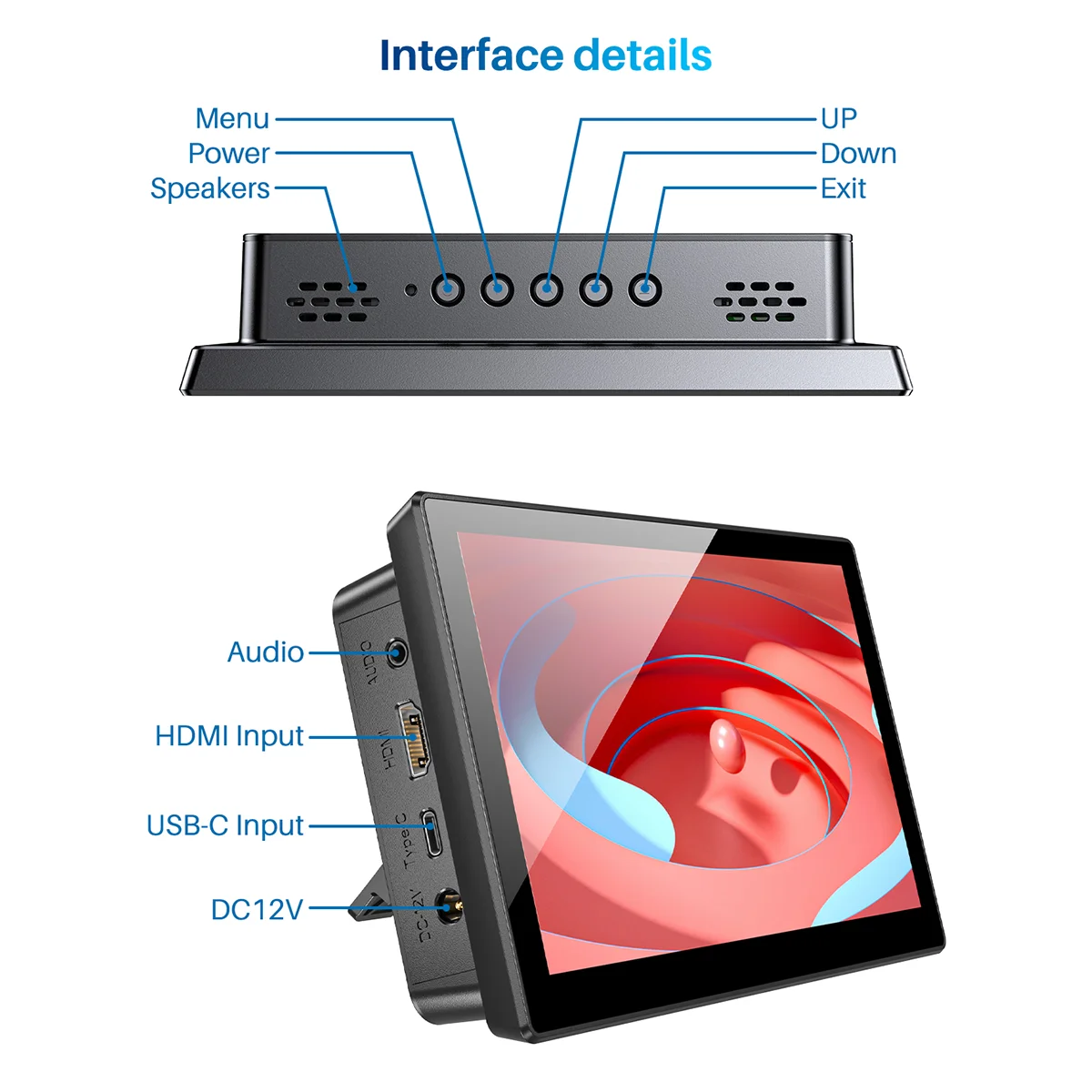 Imagem -06 - Monitor de Tela Sensível ao Toque para Incorporado Framboesa pi Banana Laranja Rpi Display Lcd Hddi Vesa Tampa do Ventilador Framboesa pi 1024x600 7