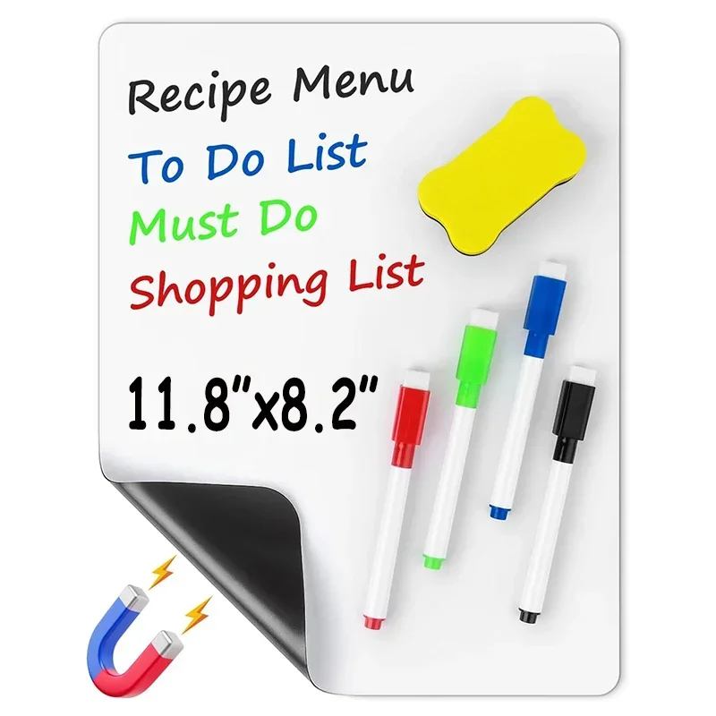 A4 Size Dry Erase White Board for Fridge Sticker Magnetic Whiteboard,Portable 11.8\