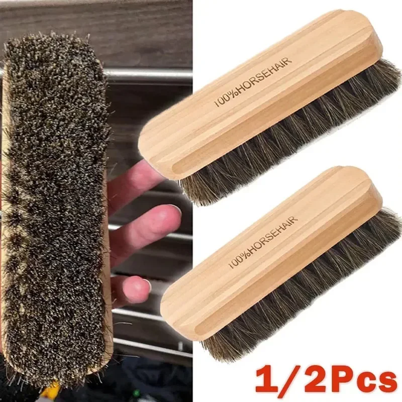 Wielofunkcyjna szczotka z prawdziwego włosia końskiego Szczotka do czyszczenia samochodu Szczotka do polerowania Szczotka do czyszczenia deski rozdzielczej