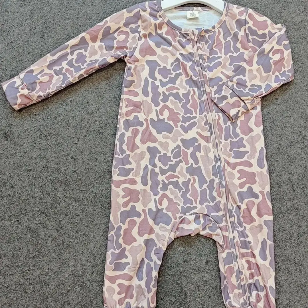 

Baby Winter Rompers Baby Boys Purple Brown Camo Bamboo Zip Rompers