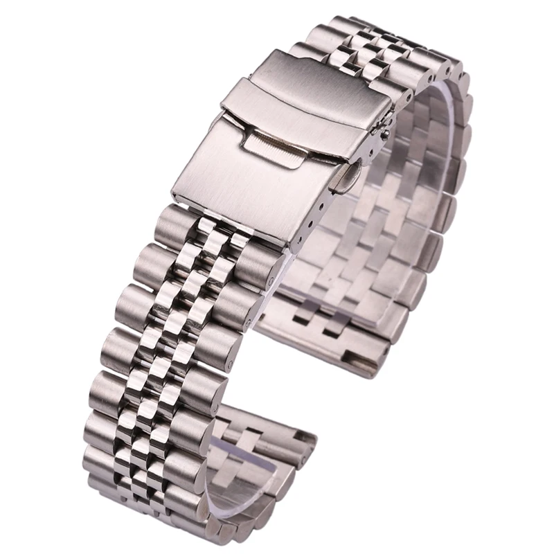 Stainless Steel Watch Band Bracelet Silver Solid Metal Strap 18mm 20mm 22mm 24mm Women Men Watchband Accessories