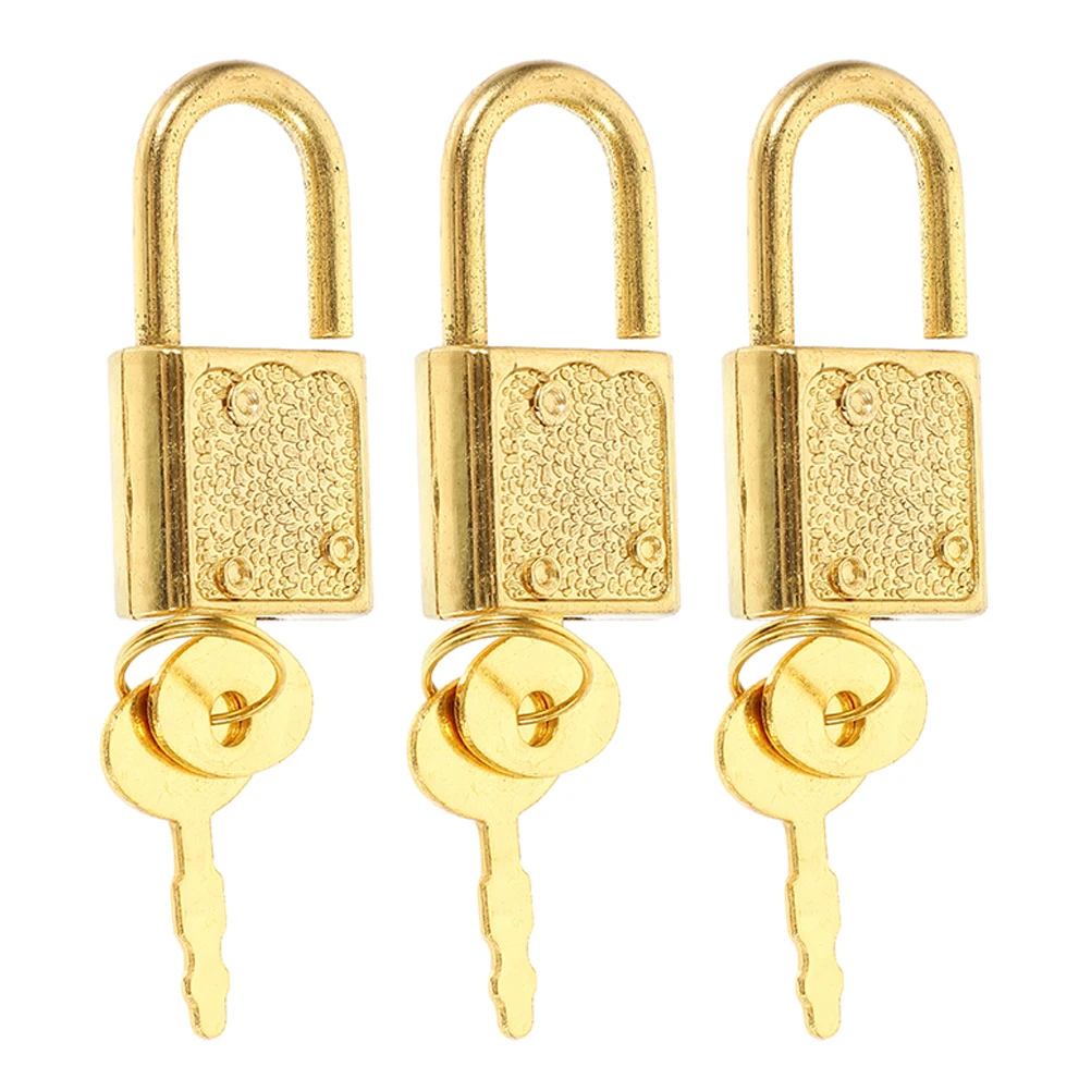 

3 set Golden Plastic Padlock Treasure Box Game Props Small Locks with Keys Novel Structure Retro Design