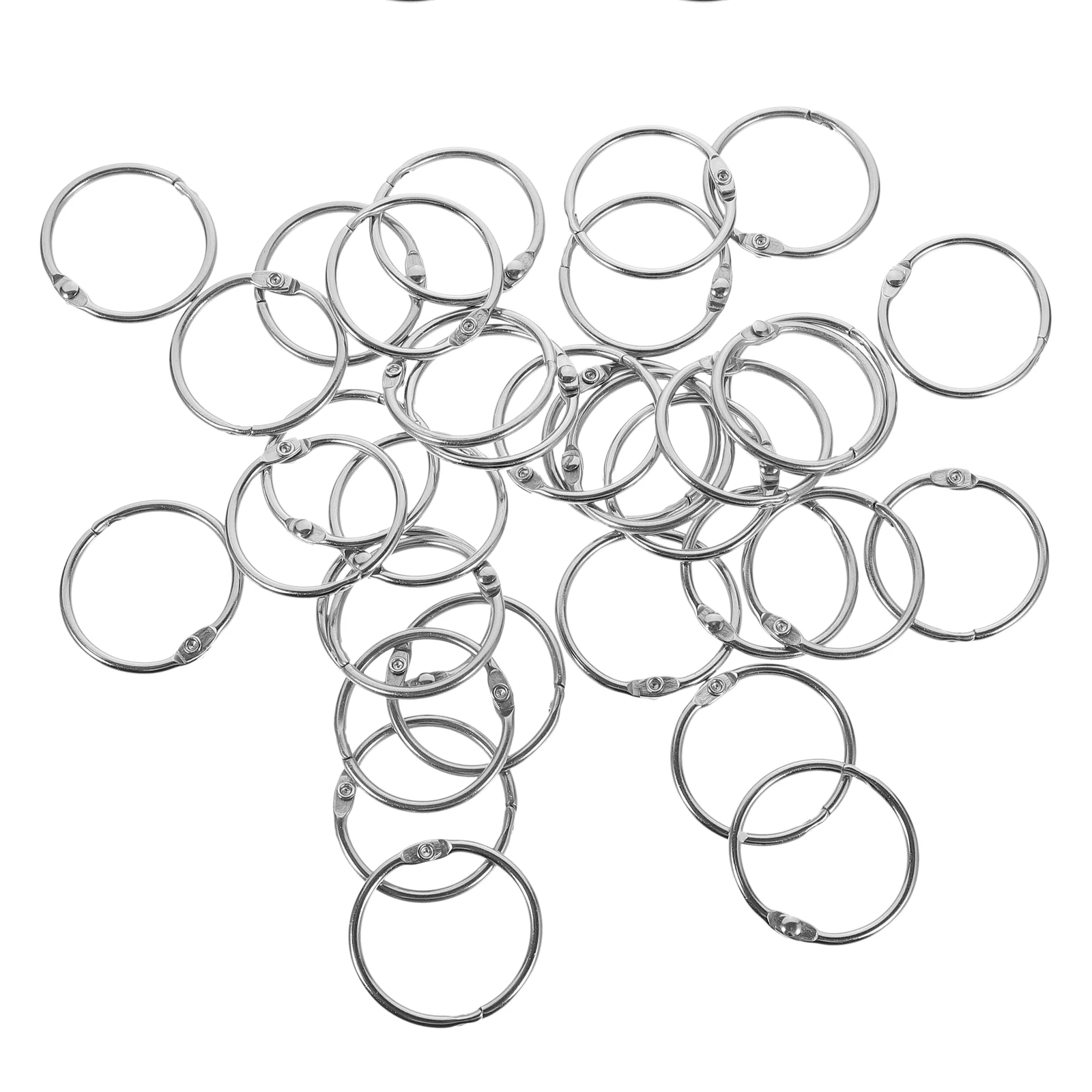 50Pcs Metal Binder Rings Lock Design Reusable Loose Leaf Rings for Office Study Classroom Flash Card Buckle Ring