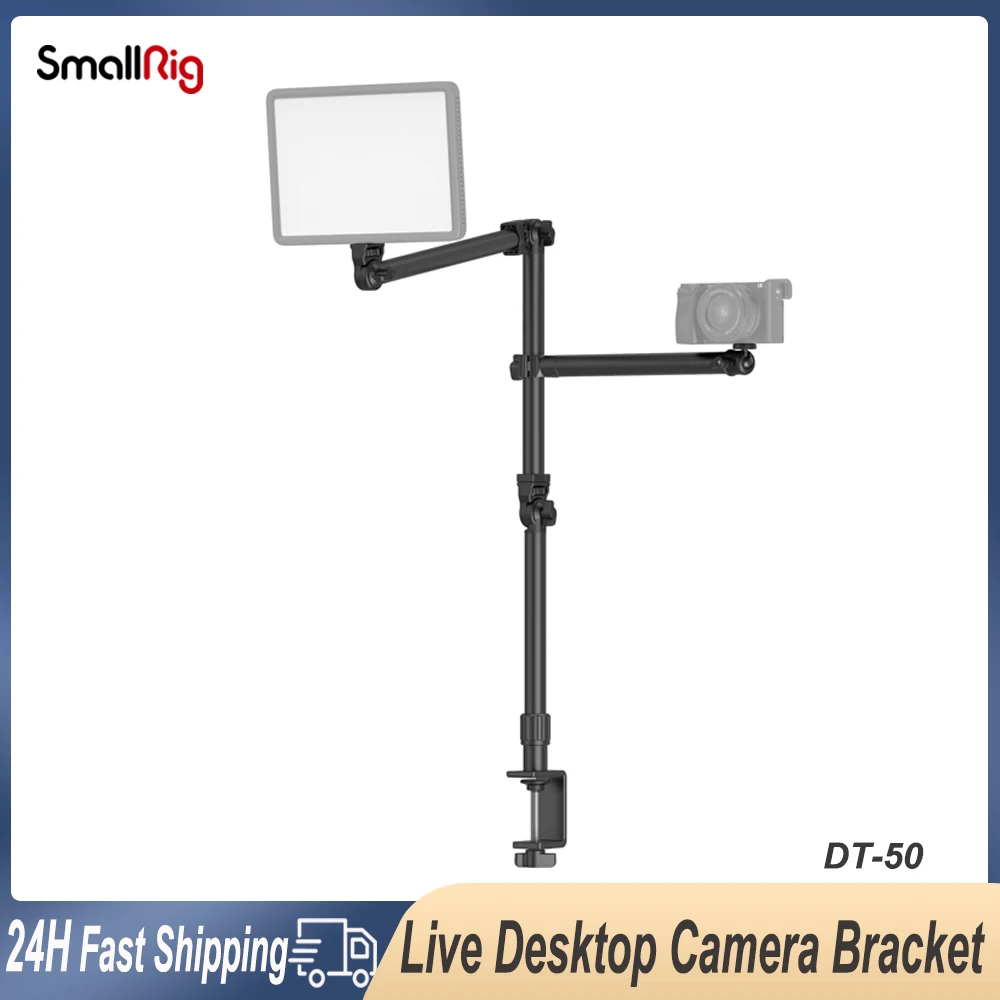 

SmallRig Live Desktop Camera Bracket DT-50 3kg Load Capacity Desk Mount Stand Arm Overhead Camera Webcam Ring Light Holder