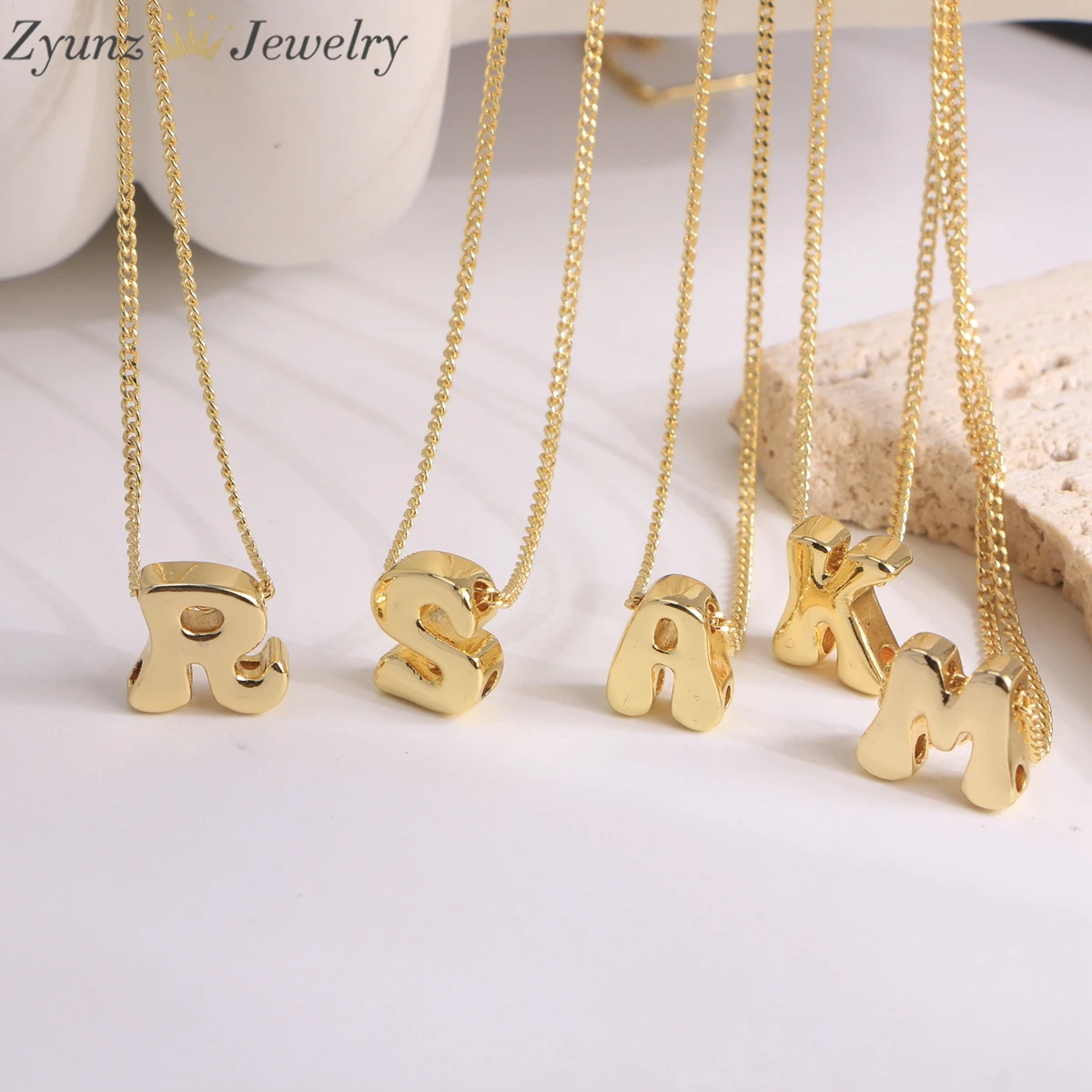 

10pcs, Fashion Jewelry Letter Pendant Necklace Initial 26 Letters Bubble Necklace Gold Jewelry