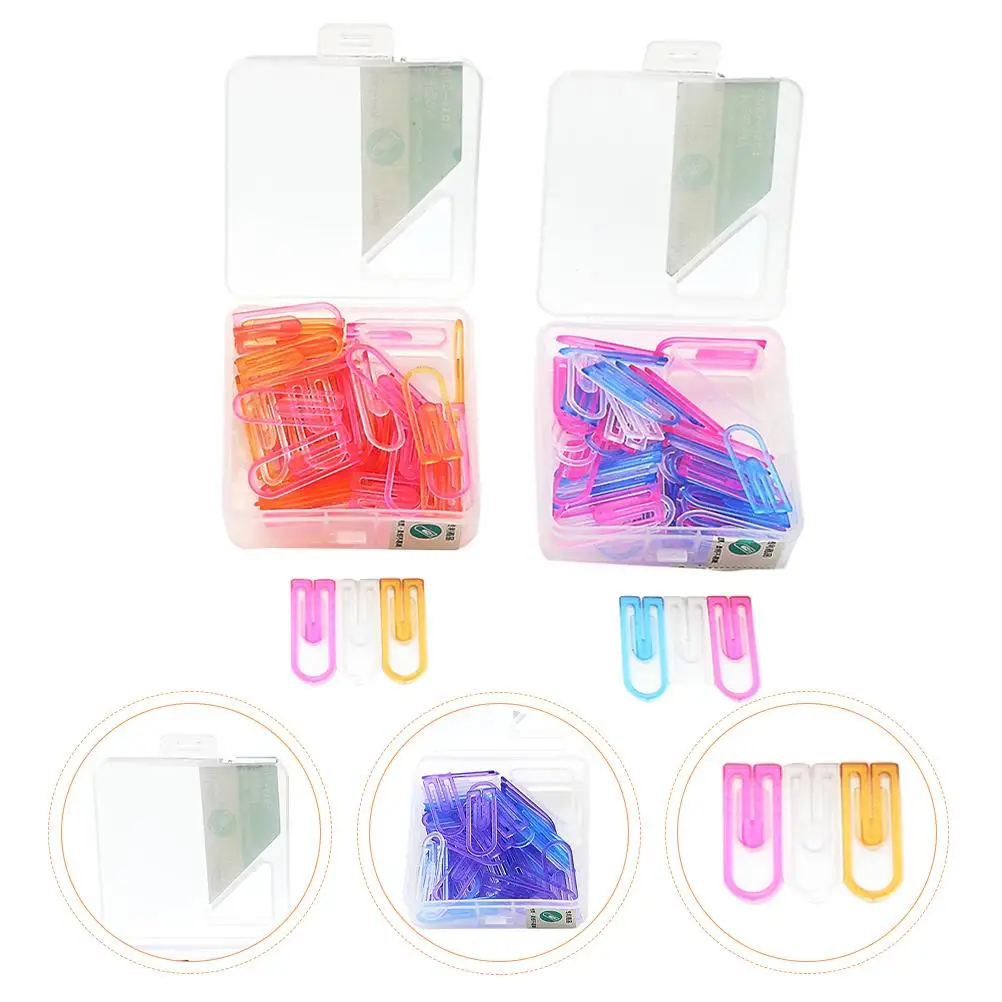 

120 Pcs Creative Bookmarks File Folders Plastic Paper Clips Office Supplies Study Accessories Portable Stationery Gifts