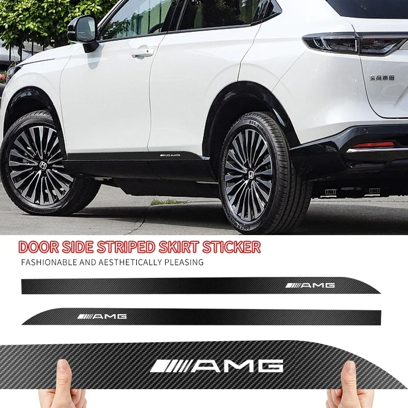 

2 шт. наклейки на боковые двери автомобиля, виниловая пленка, декоративные наклейки для Mercedes Benz AMG A C E R M класса, CLA, GLA, W204, W210, W124, W205, W203, автоаксессуары