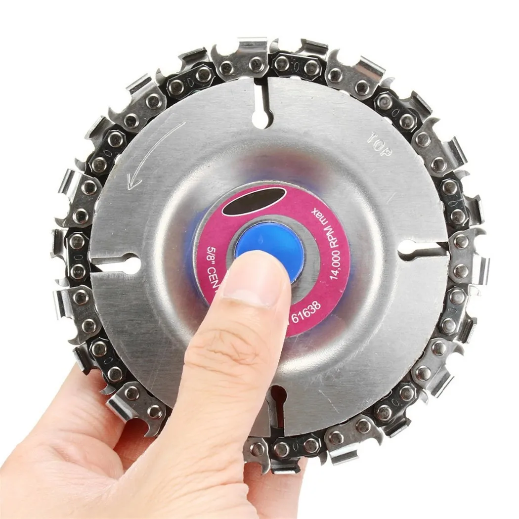 4" (100mm) Chain Disc for Angle Grinder – Fine-Tooth Carbide Wood Cutting Wheel for Woodworking & Carving