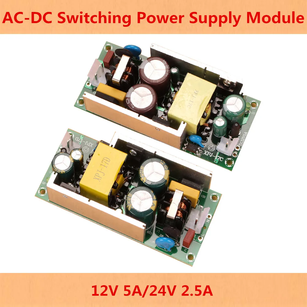 

AC-DC12/24V 5A 2.5A Switching Power Supply Module Bare Circuit AC 100-240V to DC 12V 24V Power Supply Board Regulator for Repair