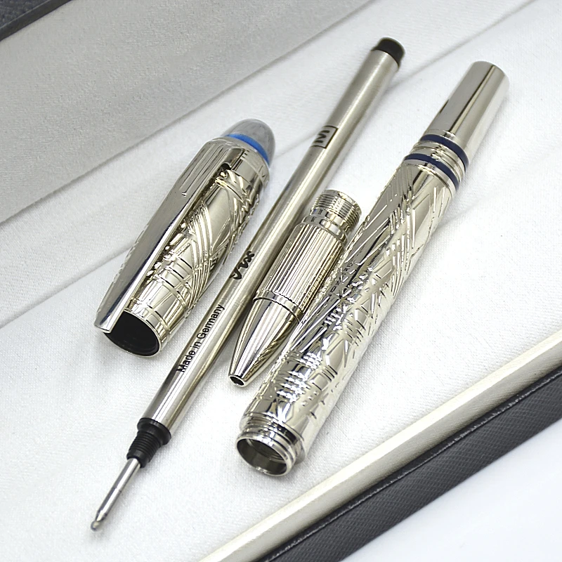 Limited Edition Monte Blue Crystal Rollerball Pen Ballpoint Pen Plating Relief Office Writing Fountain Pen With MB Serial Number