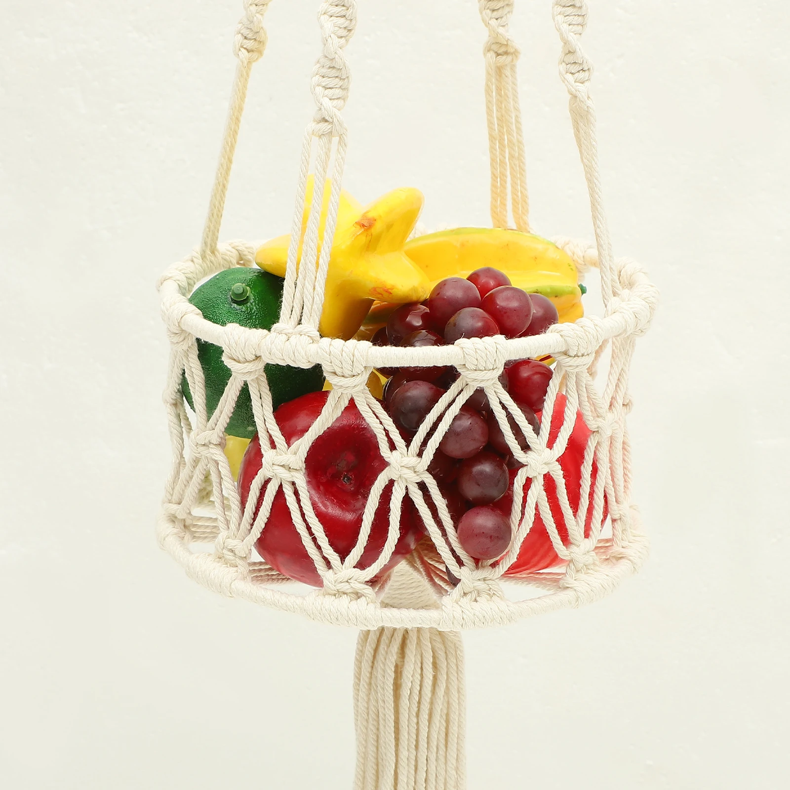 

Cotton Rope Fruit Basket Macrame Hanging Storage Organizer Kitchen Vegetable Holder Bohemia Style Home Accessory