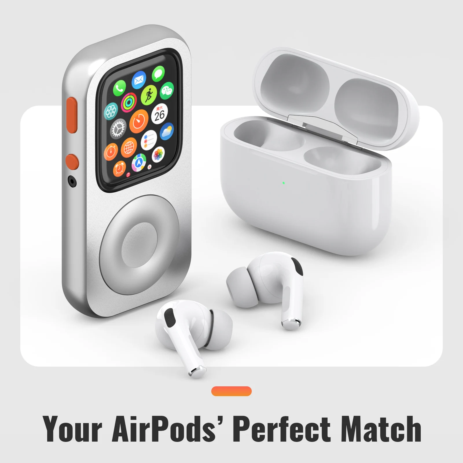 Aluminum Alloy Case for Apple Watch Series 7 8 9, Retro Click Wheel Protective Cover Desktop Stand