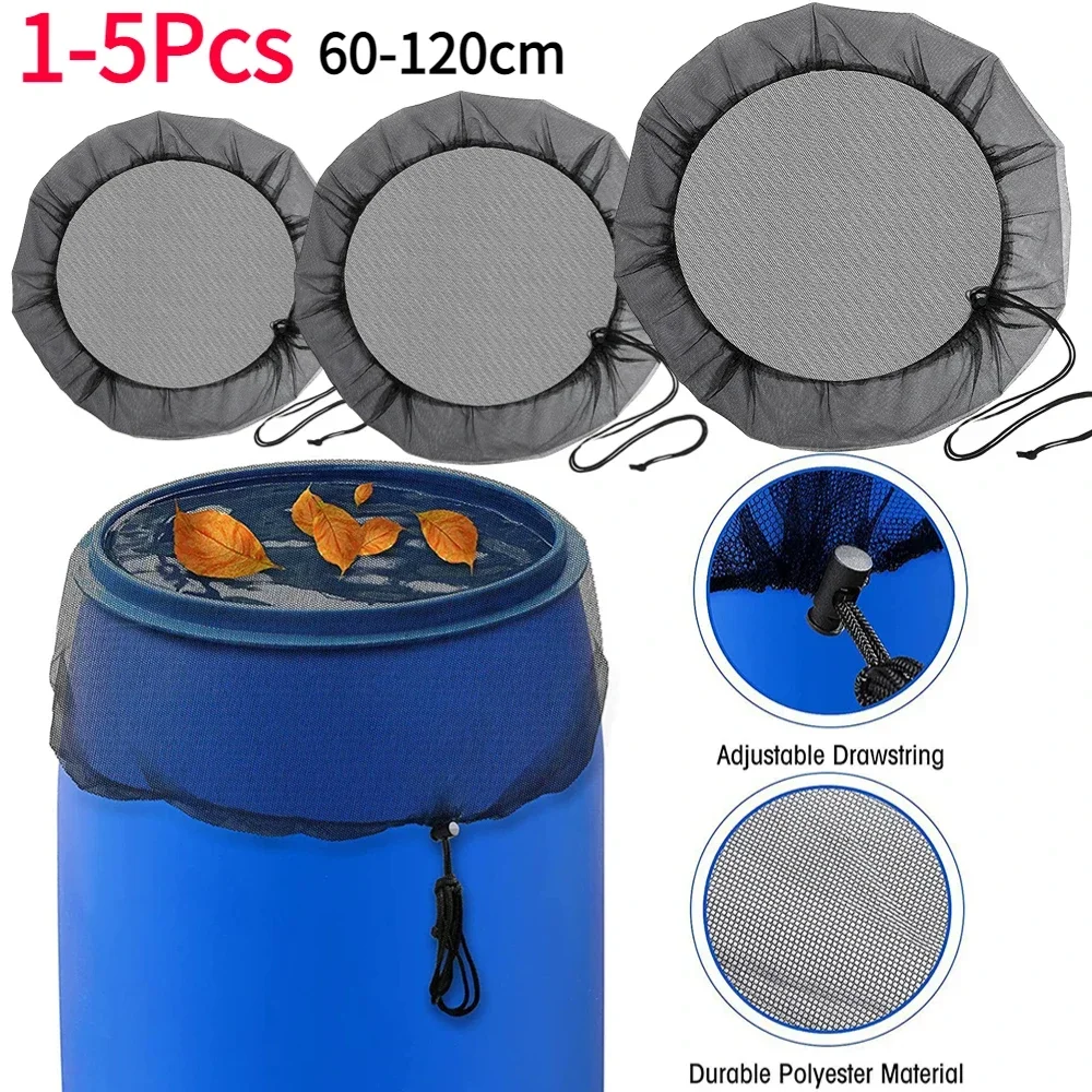 1-5Pcs 60-120cm Mesh Cover Netting for Rain Barrel Water Collection Bucket Raindrop Anti-fall Leaves Filter Net Water Protection