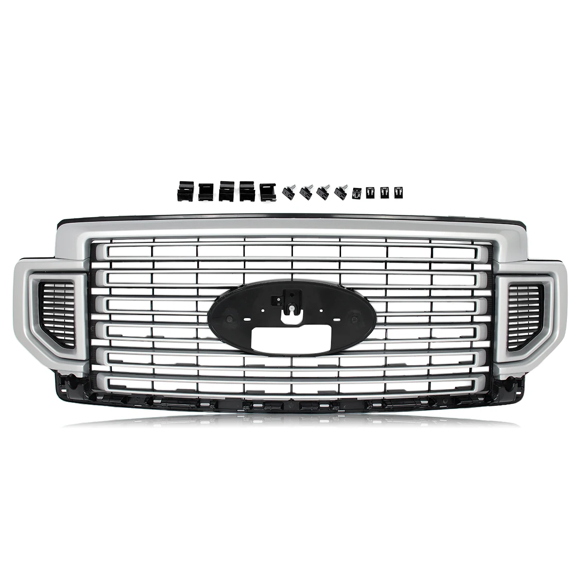 High Airflow Dually Towing Grille For Ford F-250 F-350 F-450 F-550 Super Duty 2020 2021 2022 Bumper Grille Ingot Silver UX/M7226