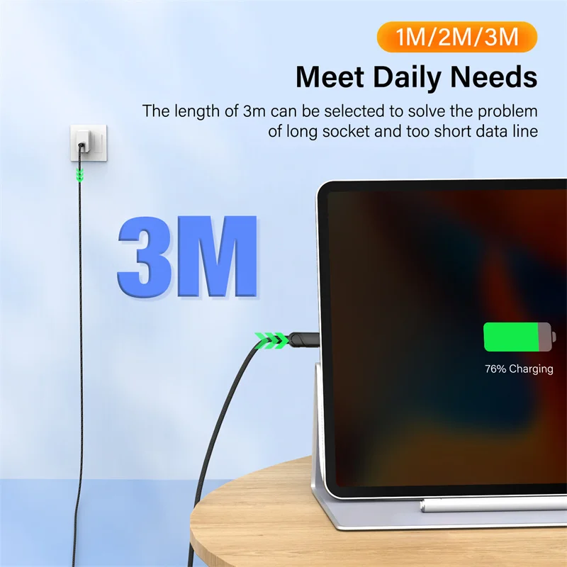 USB C Cable For iPhone 14 13 12 11 Pro Max Xs Xr X 8 Plus iPad MacBook PD 27W Fast Charge Charger Type C For iPhone Wire Cord 3M