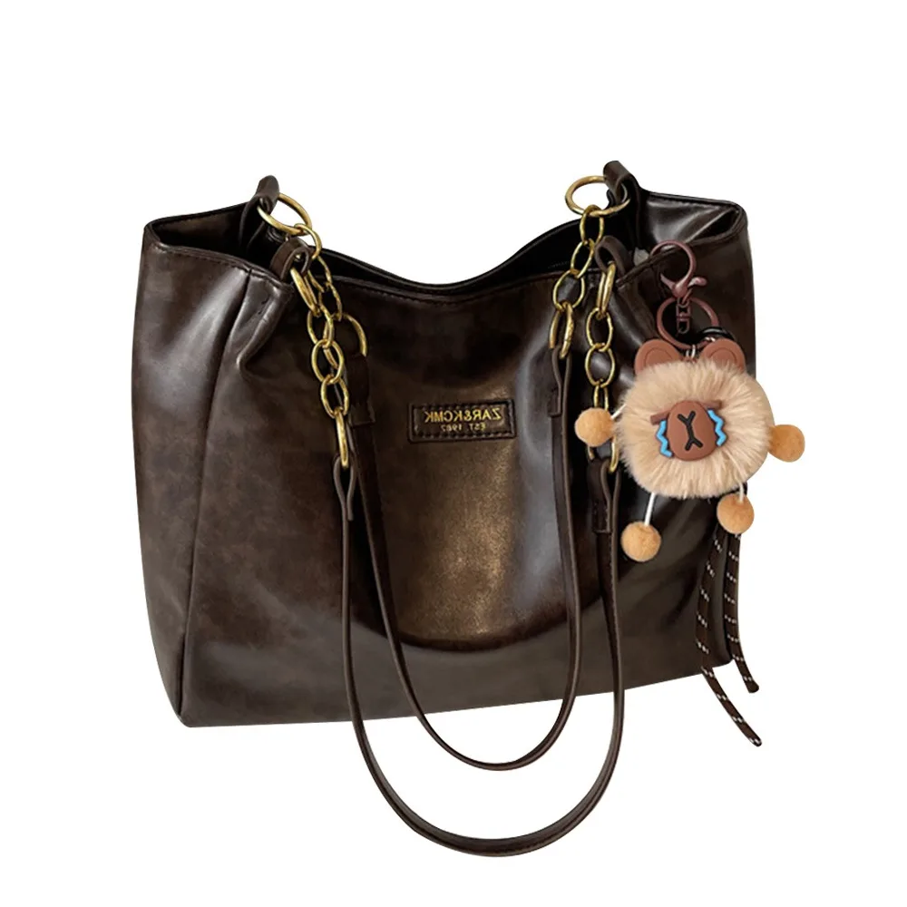 

Creative PU Shoulder Bags Large Capacity Vintage Handbags Casual Simple Tote Bag Women