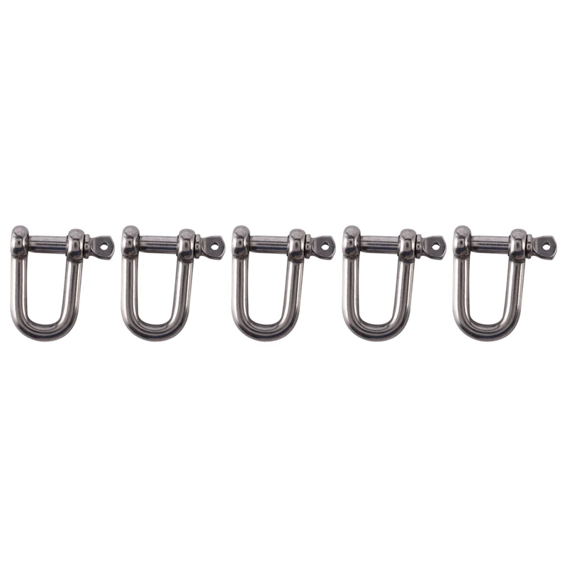 5Pcs M6x38mm Straight D-Shackle, Short, Stainless Steel AISI 316