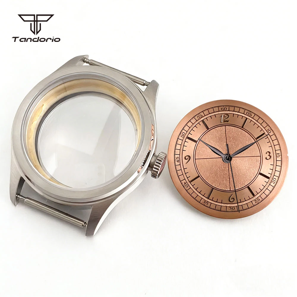 38mm Retro Watch Case with Dial Set Sapphire Crystal Fit NH35 NH36 NH38 ETA2824 PT5000 ST2130 Men's Wristwatch Parts Clear Back