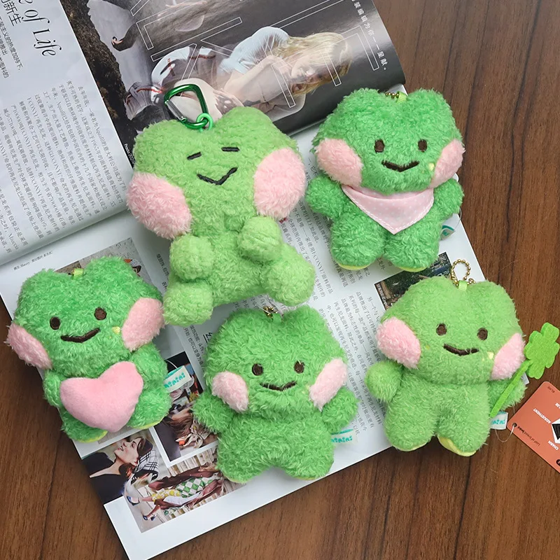 Ins Mini Cartoon Frog Series Plush Doll Key Chain Pendant Cute Bread Head Cover Plush Doll Creative Backpack Decoration Pendant