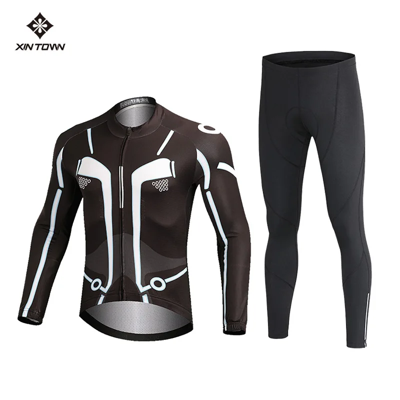 Road Cycling Set Men Long Jerseys Man Autumn Clothes Jersey Sleeve Breathable Men's Outfit Sleve Bicycle Pants Padding Wear Bib