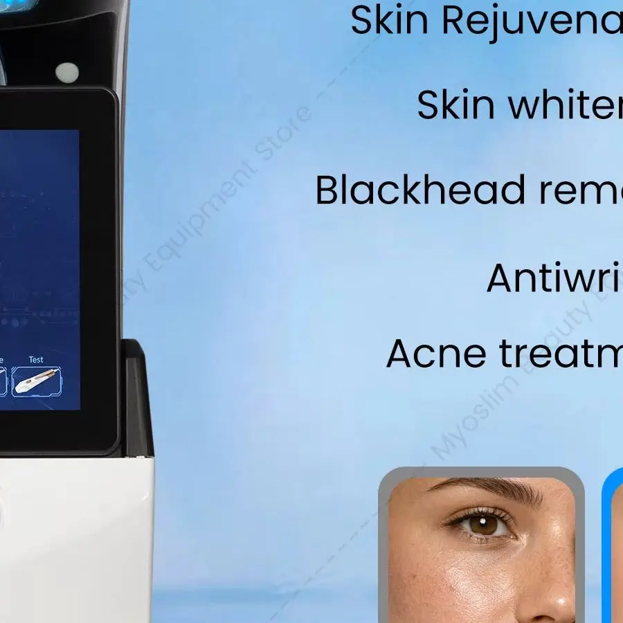 Professional 7IN1 Hydro Facial Machine Skin Analyzer Deep Cleansing Blackhead Suction Ultrasonic RF Ice Hammer Beauty Equipment