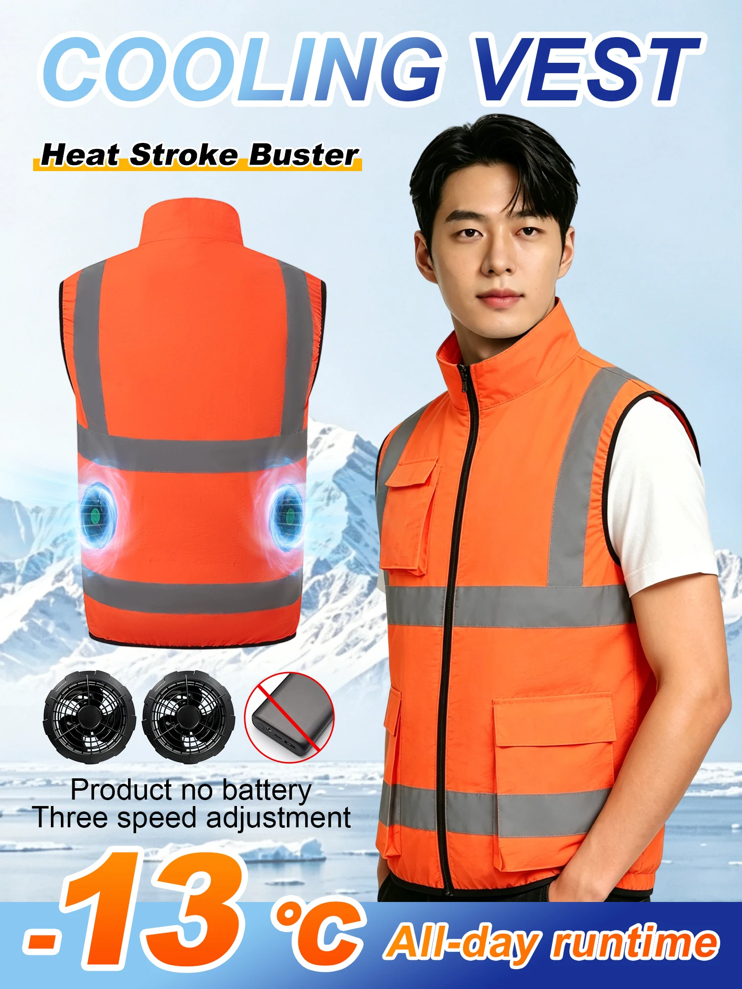 夏用クールファンベストウェアラブル冷却空調服耐熱ノースリーブ作業服通気性屋外釣りベスト