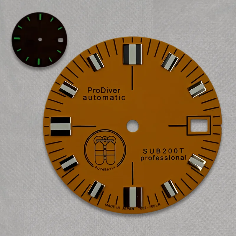 28.5mm NH35 Dial S Dial Green Luminous Diving Watch Face Log Style, Suitable for Seiko Modified Watch Parts