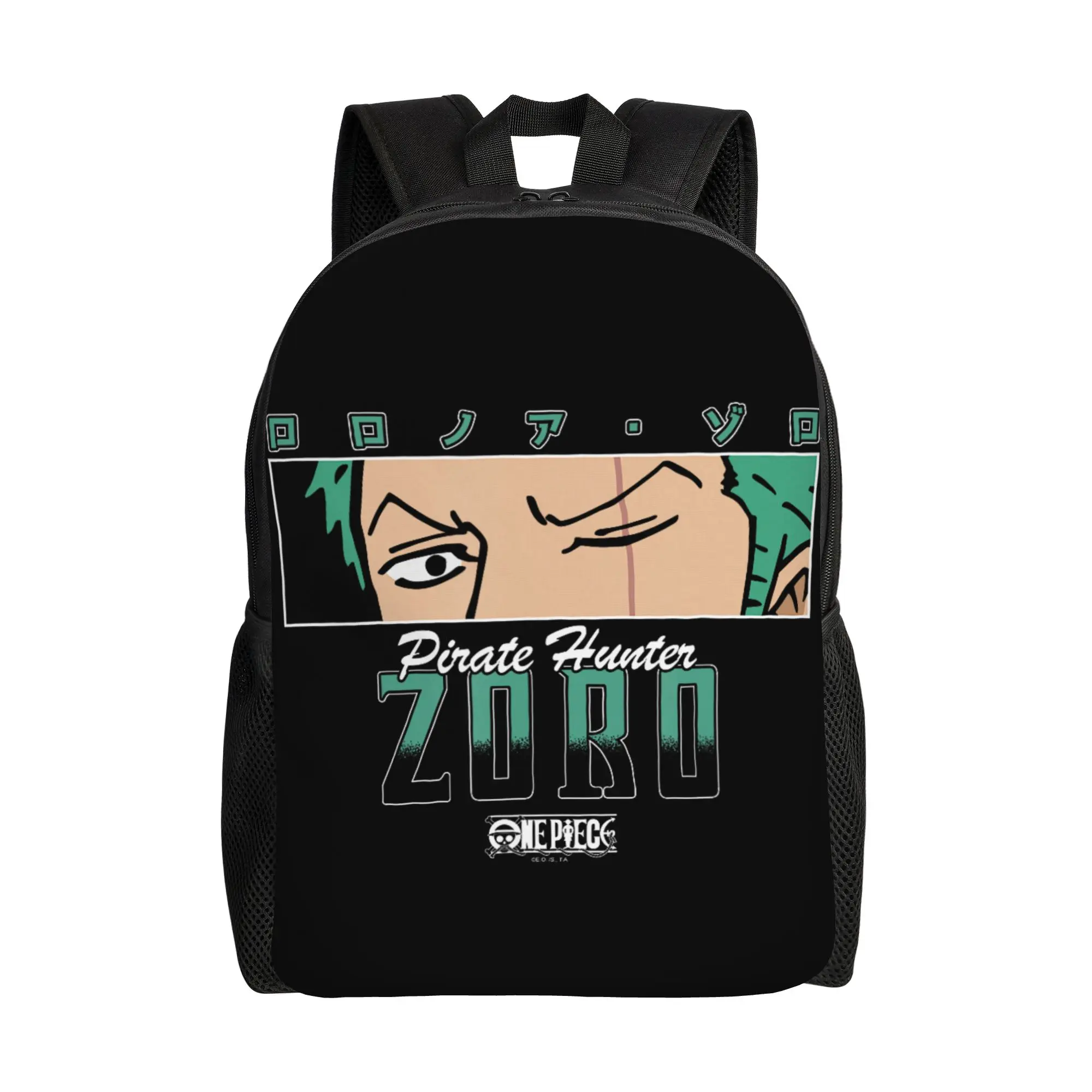 

One Piece Anime Pirate Hunter Zoro Eyes with Kanji Daypack ita bag mochila Good Quality Office Work Zipper Closure Rucksack