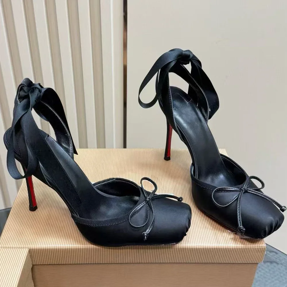 

Slingback Ankle Strap Ballet Shoes Sexy Square Toe Thin Heel Satin Challow New Arrivals Fashion Women Modern Shoes