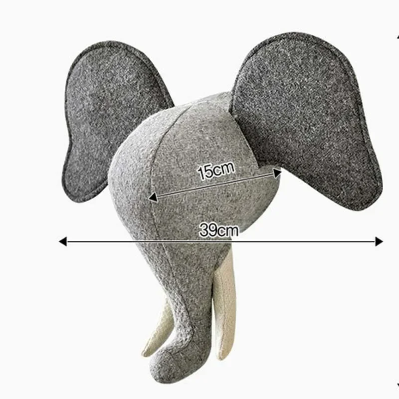 Estilo coreano 3d cabeça de animal parede pendurado pingente mural sala estar quarto das crianças dos desenhos animados elefante cavalo decoração da parede