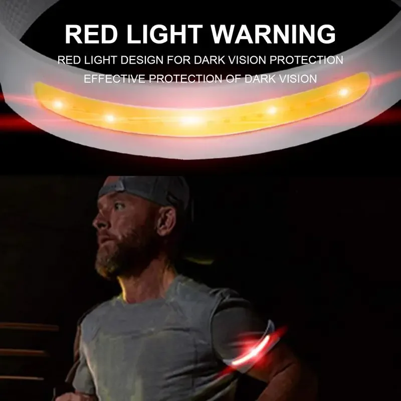 Elastic Headlamp LED Running Light with 230° Wide Lighting Wristband with Silicone Strip for Sports Flashing Safety Armband